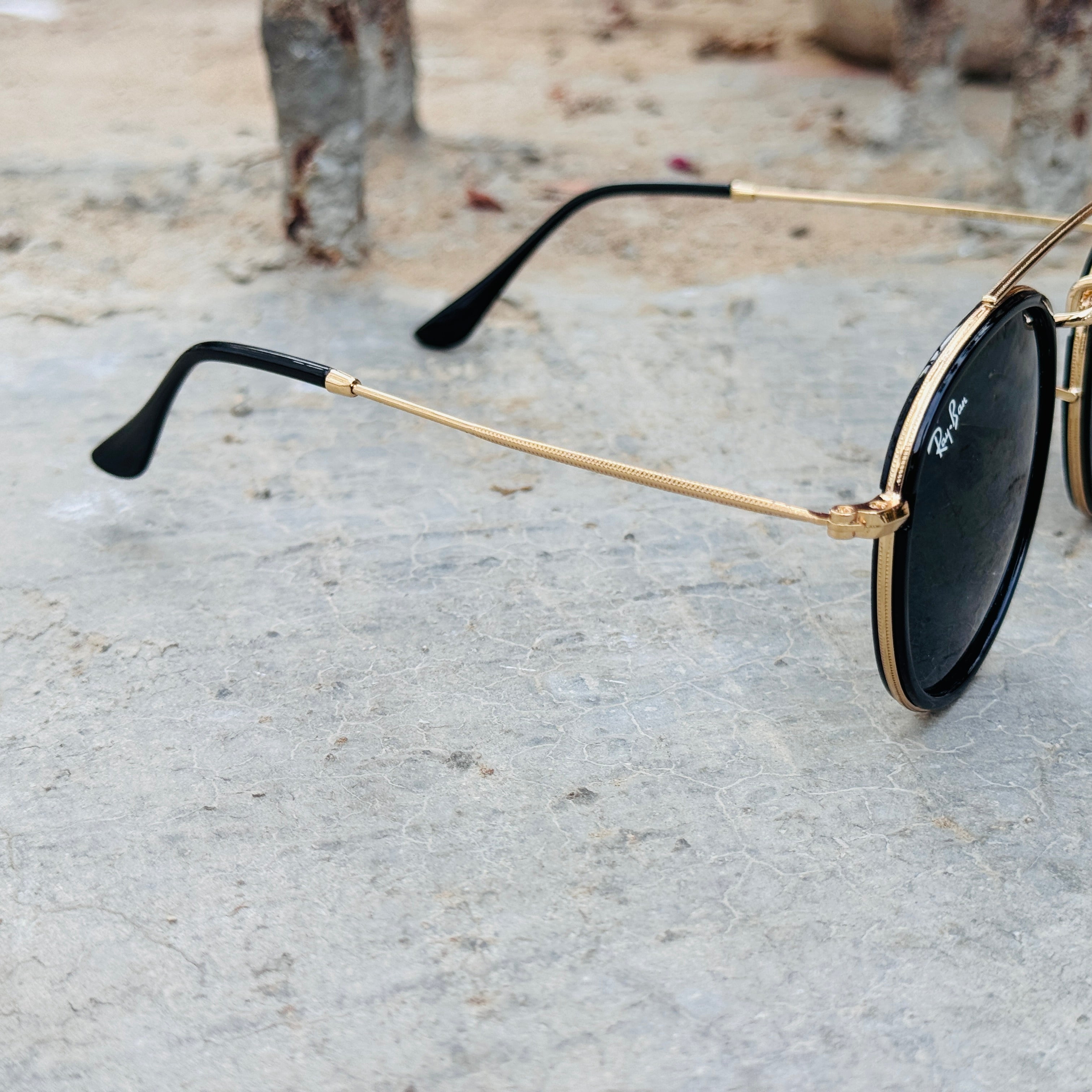Rayban – 3647 – 51 – Golden Black – Metal – Sunglasses – Unisex