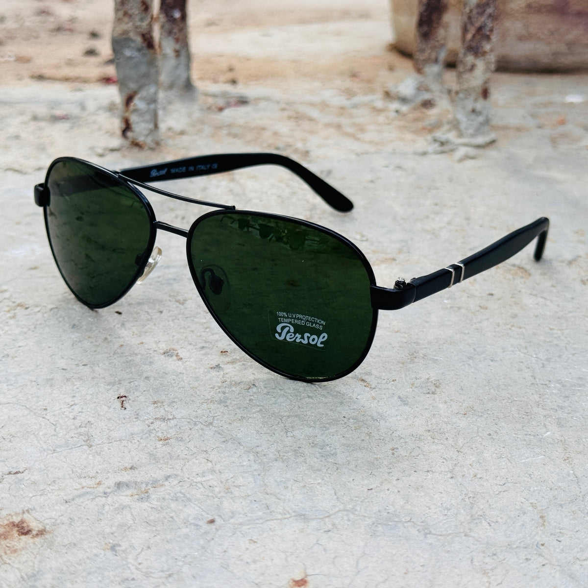 Persol – 5002 – 56 – Black Green –  Metal- Sunglasses – Unisex - Premium