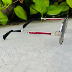 Prada – 71ZS - 132 – Silver Black – Metal - Sunglasses – Unisex - Premium