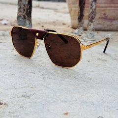 Cartier – 0462 - 60 –  Golden Brown - Metal - Sunglasses – Unisex - Premium