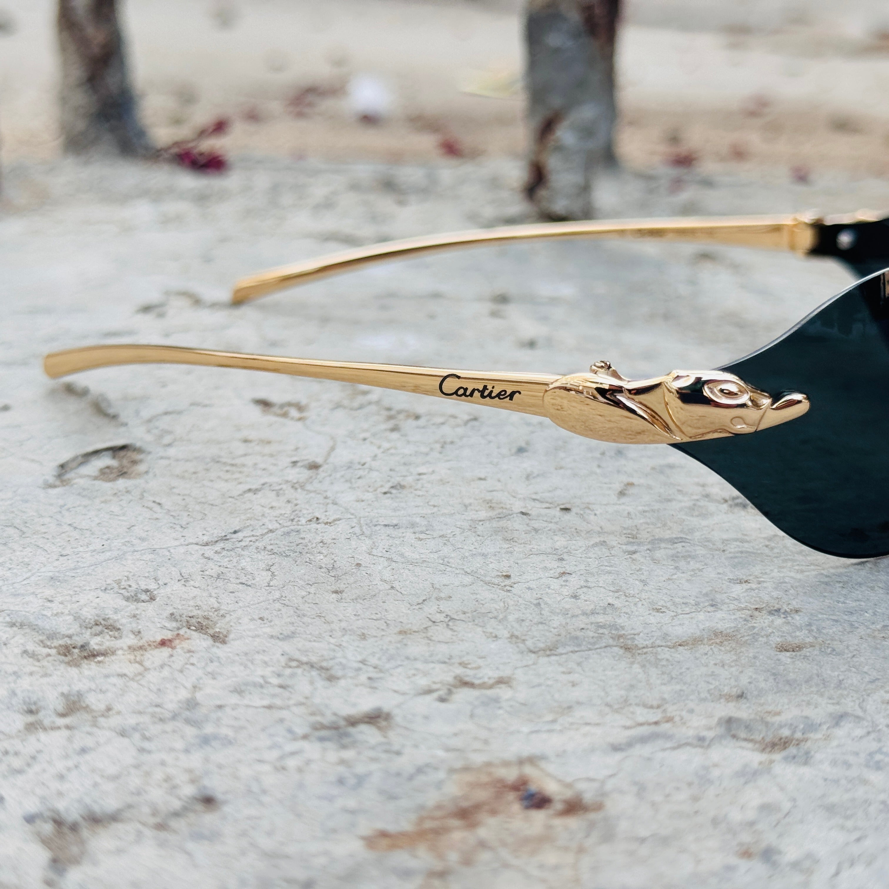 Cartier – Panther - 56 – Golden Black - Metal - Sunglasses – Unisex - Premium