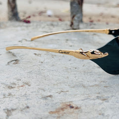 Cartier – Panther - 56 – Golden Black - Metal - Sunglasses – Unisex - Premium