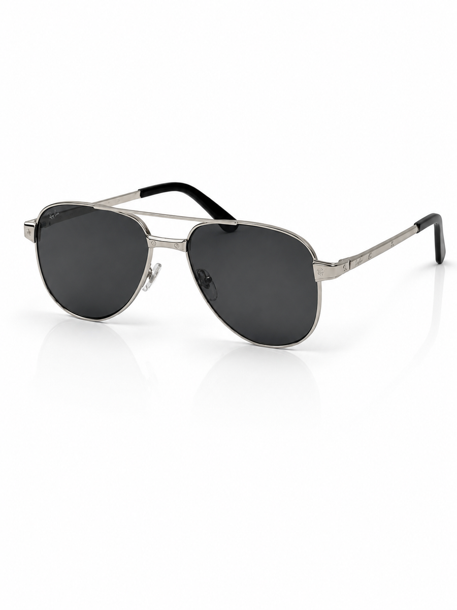 Cartier – 0425 - 59 – Silver Black - Metal - Sunglasses – Unisex - Premium