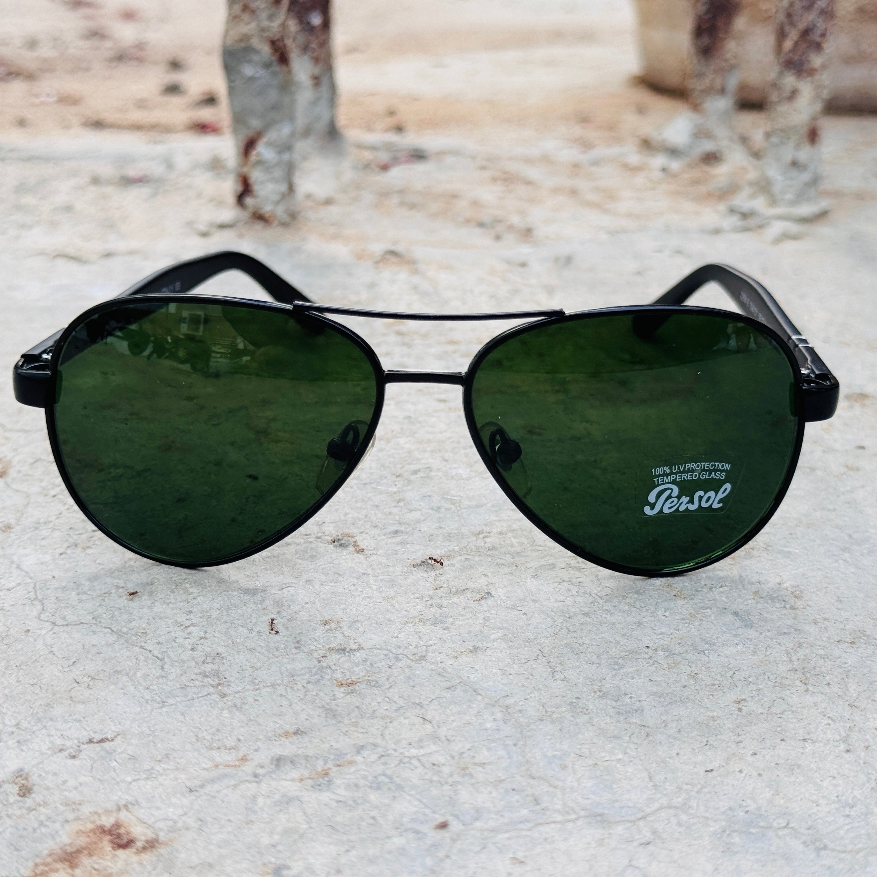 Persol – 5002 – 56 – Black Green –  Metal- Sunglasses – Unisex - Premium