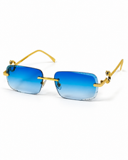 Cartier – 1454 – 60 – Golden Blue – Metal - Sunglasses – Rimless - Unisex
