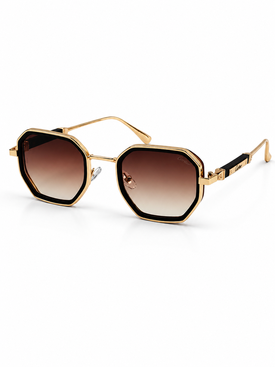 Cartier – 23584 – 56 – Golden Brown – Metal – Sunglasses – Unisex