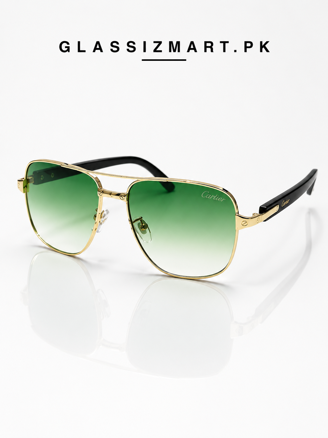 Cartier – 200988 – 59 – Golden Green – Metal – Sunglasses – Unisex