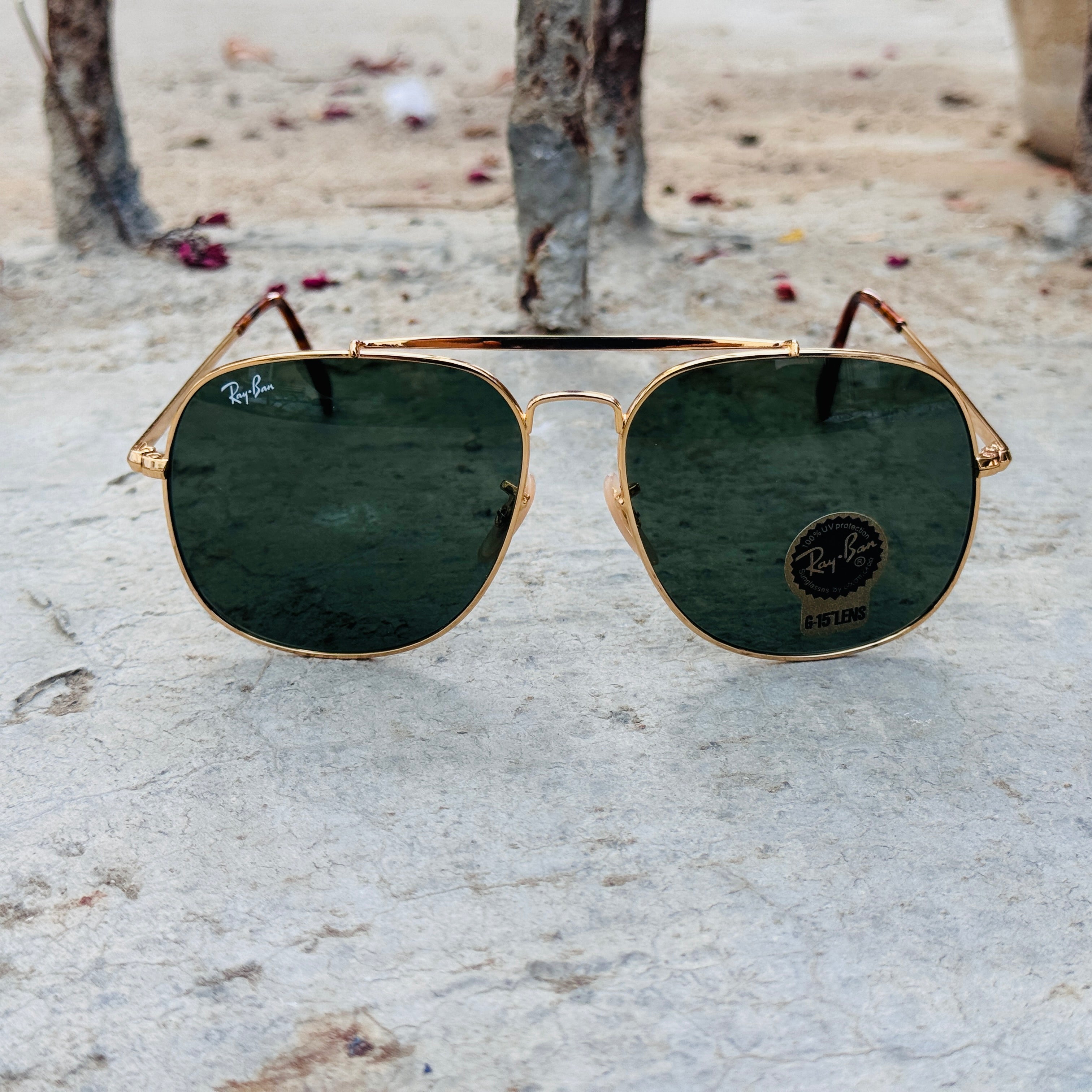 RayBan – 3561 – 57 – Golden Black –  Metal - Sunglasses – Unisex - Premium