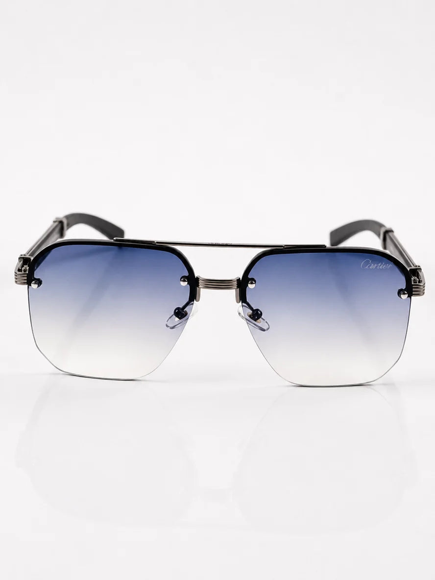 Cartier – 0369 - 60 – Black Blue – Metal - Sunglasses – Unisex
