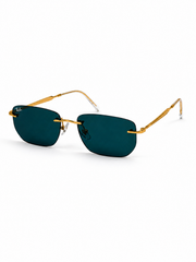 Rayban - RB3768 - Golden Black - Metal - Rimless - Rectangle - Sunglasses - Premium