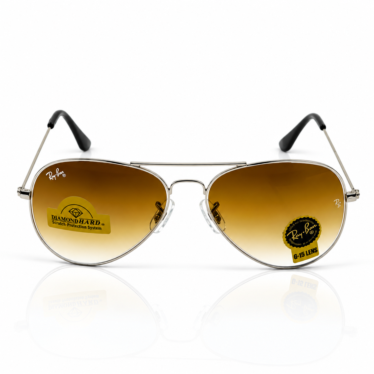 Rayban – 3026 – 62 – Silver Brown – Metal – Sunglasses – Unisex