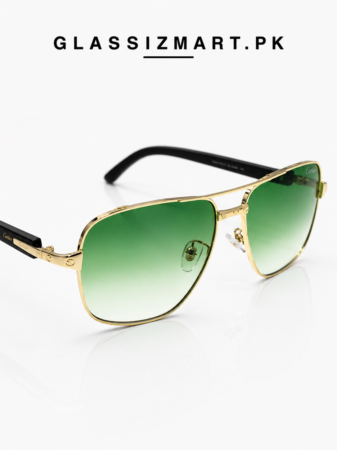 Cartier – 200988 – 59 – Golden Green – Metal – Sunglasses – Unisex