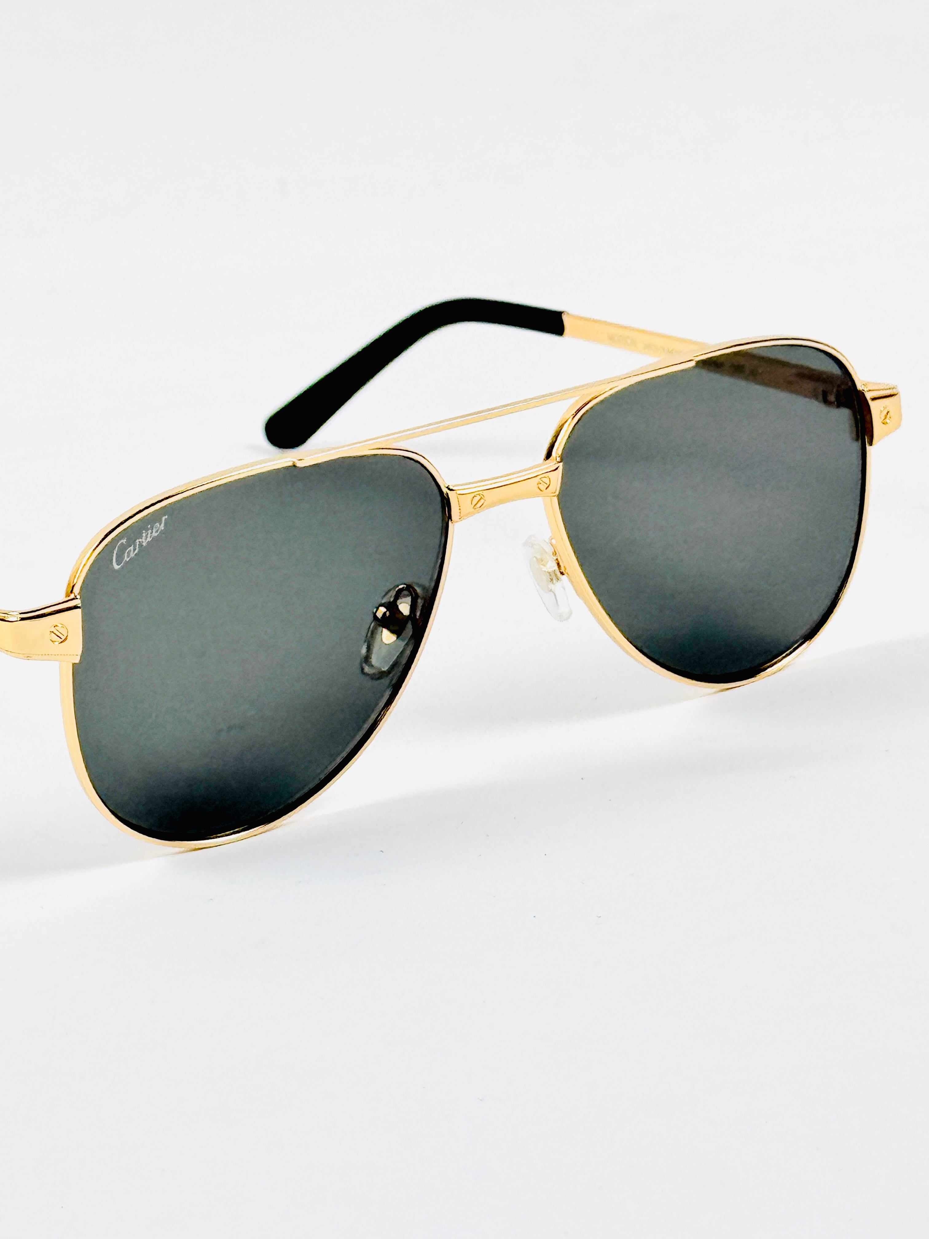 Cartier – 0425 - 59 – Golden Black - Metal - Sunglasses – Unisex - Premium