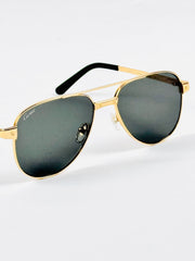 Cartier – 0425 - 59 – Golden Black - Metal - Sunglasses – Unisex - Premium