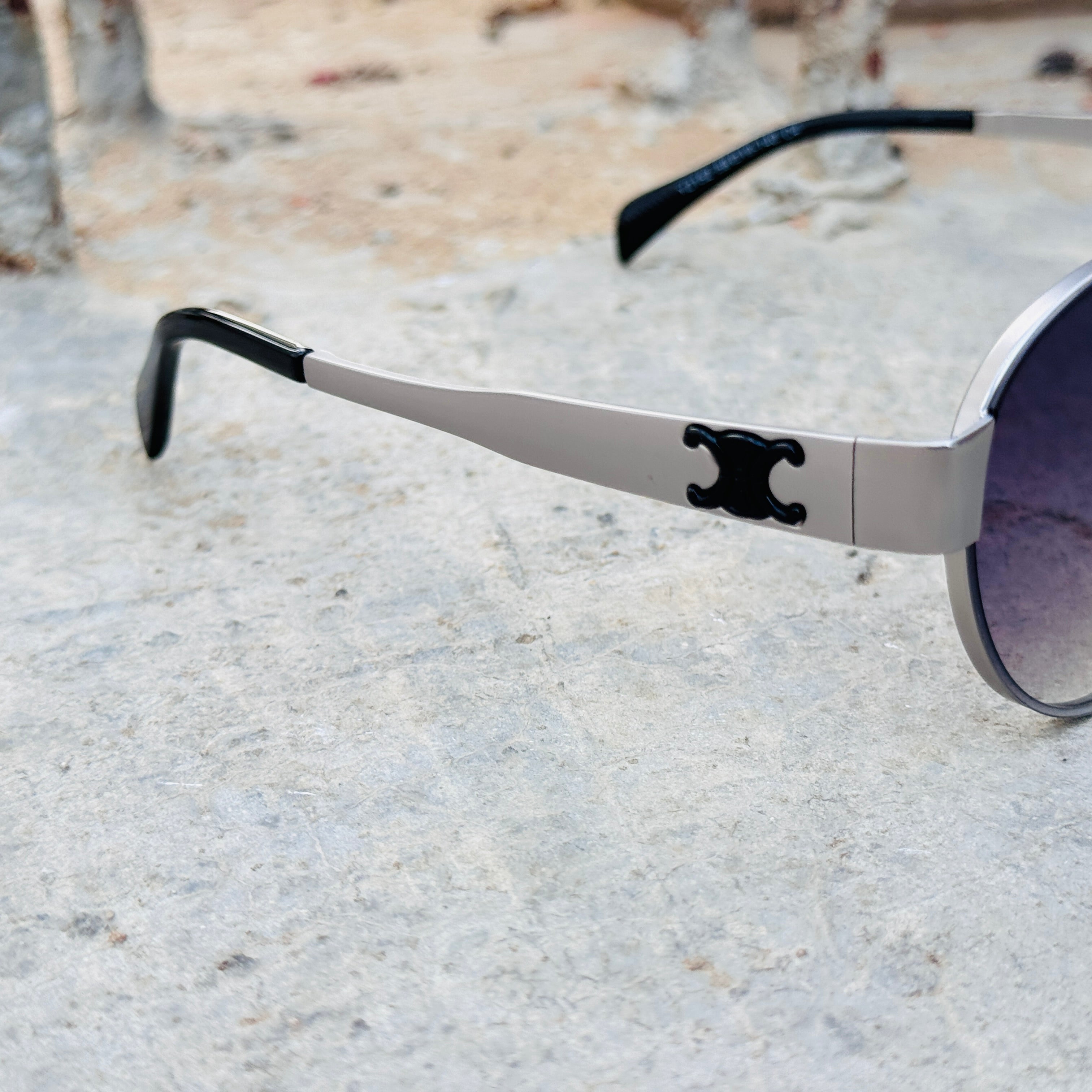 Celine – 2152 - 58 – Silver Black – Metal – Sunglasses - Unisex