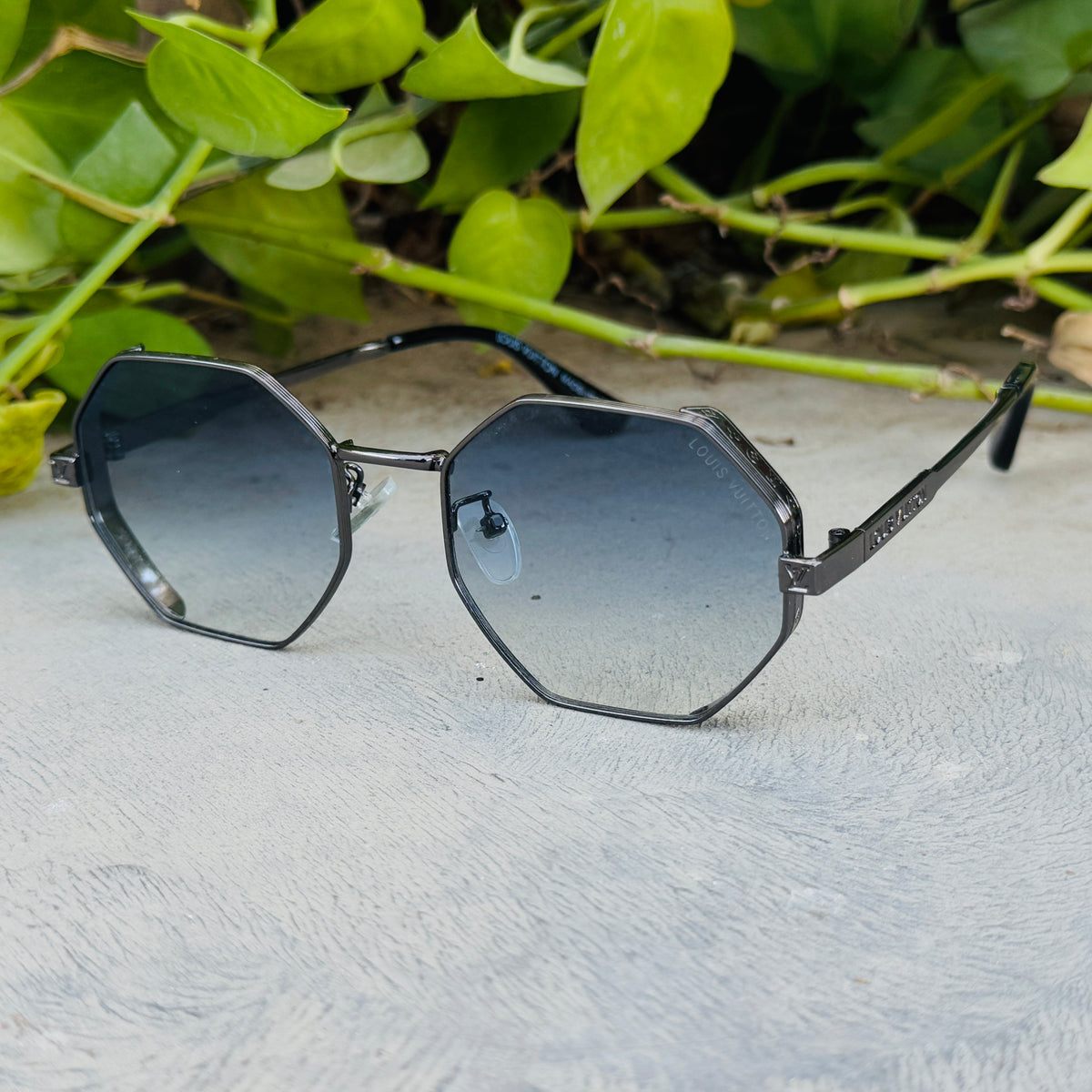 Louis Vuitton – 1938 – 57 – Grey Blue – Metal – Sunglasses – Ladies