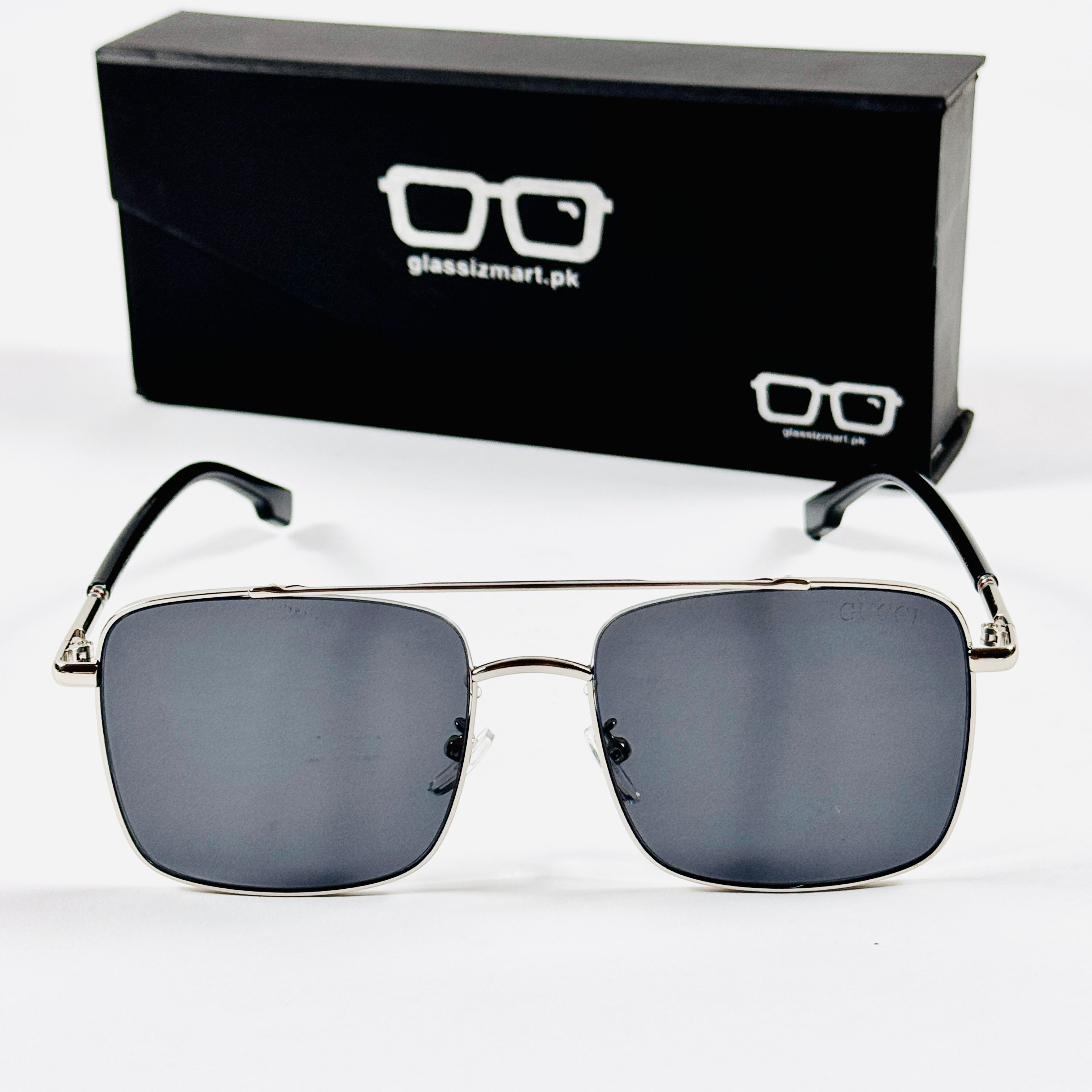Guccy – 6143 – 56 – Silver Black – Metal – Sunglasses – Unisex
