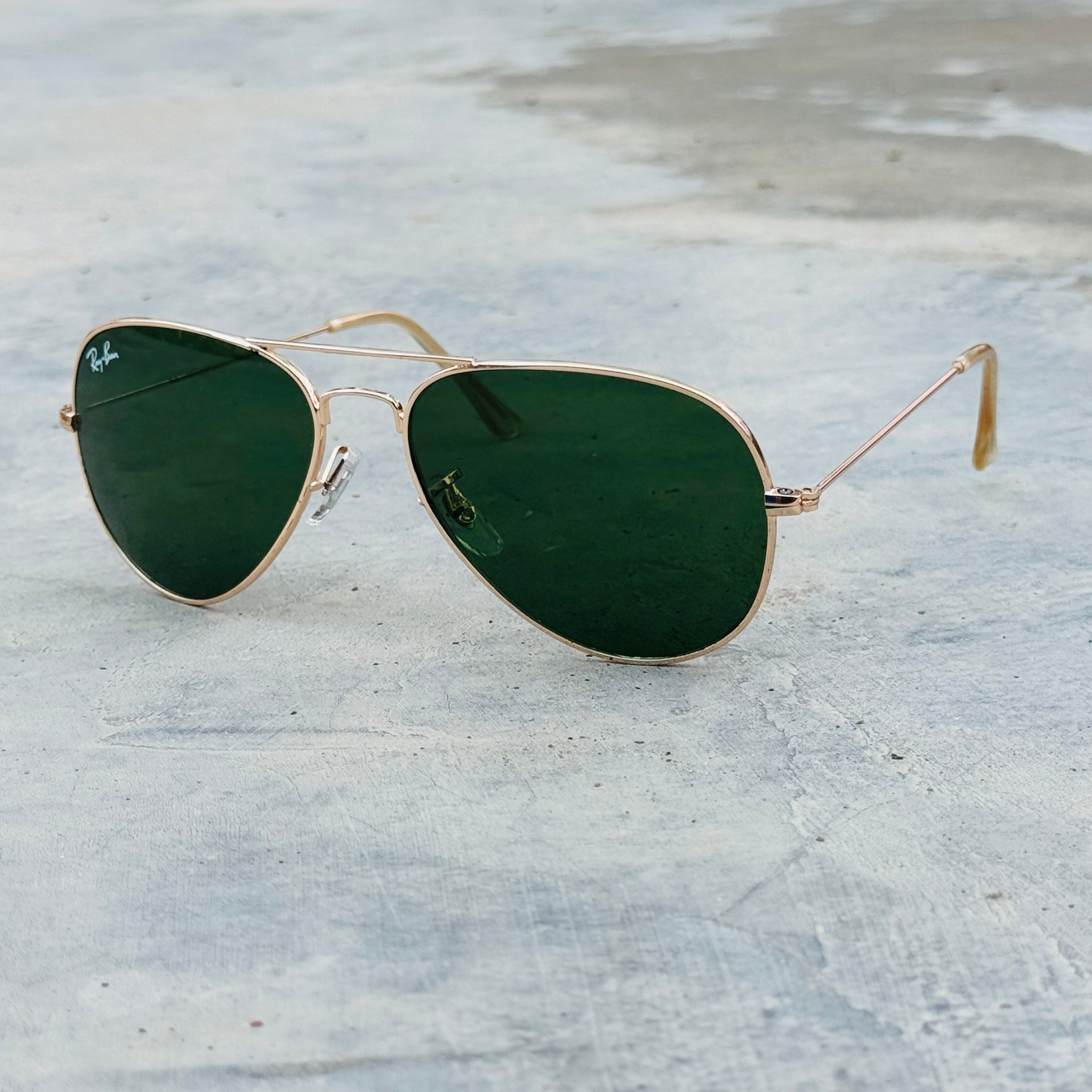 Rayban – 3026 – 62 – Golden Green – Metal – Sunglasses – Unisex