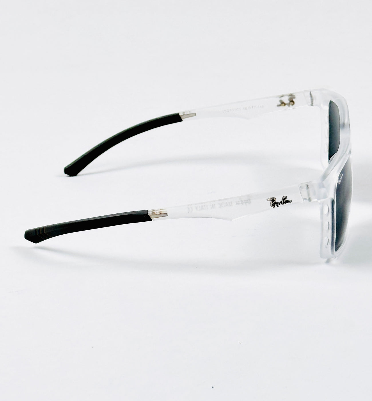 RayBan – 83103 – 56 – White Black –  Acetate- Sunglasses – Unisex (Glass Lens)