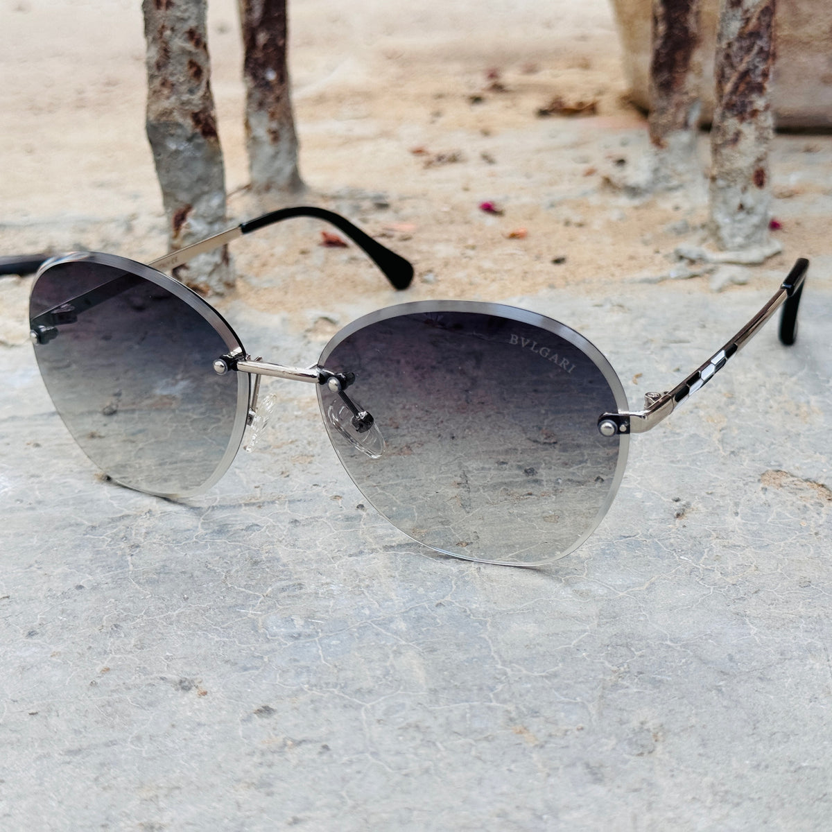 Bvlgari – 20352 - 55 – Silver Green Gradient – Metal - Sunglasses – Ladies