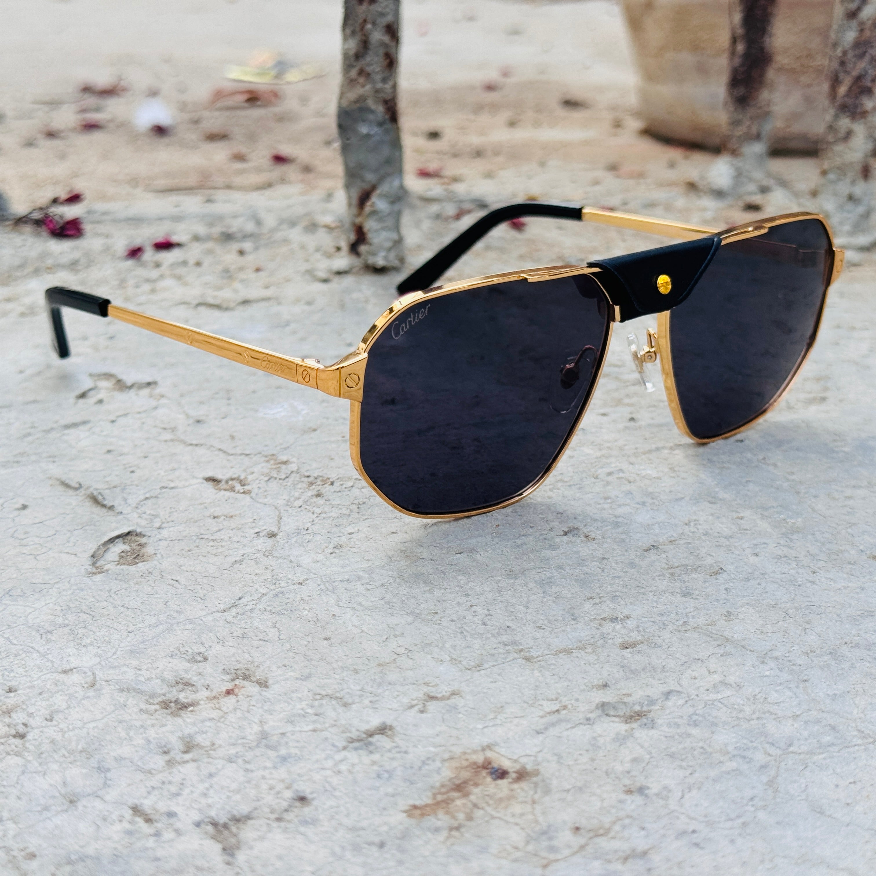Cartier – 0462 - 60 –  Golden Black - Metal - Sunglasses – Unisex - Premium