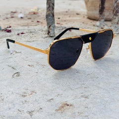 Cartier – 0462 - 60 –  Golden Black - Metal - Sunglasses – Unisex - Premium