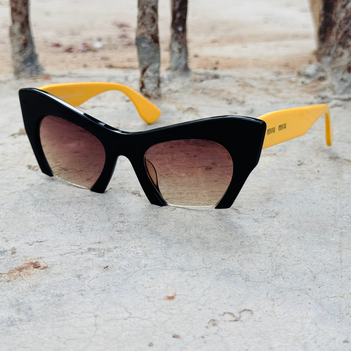 Miu Miu - 100 - 50 – Yellow Brown - Acetate - Sunglasses – Ladies - Premium