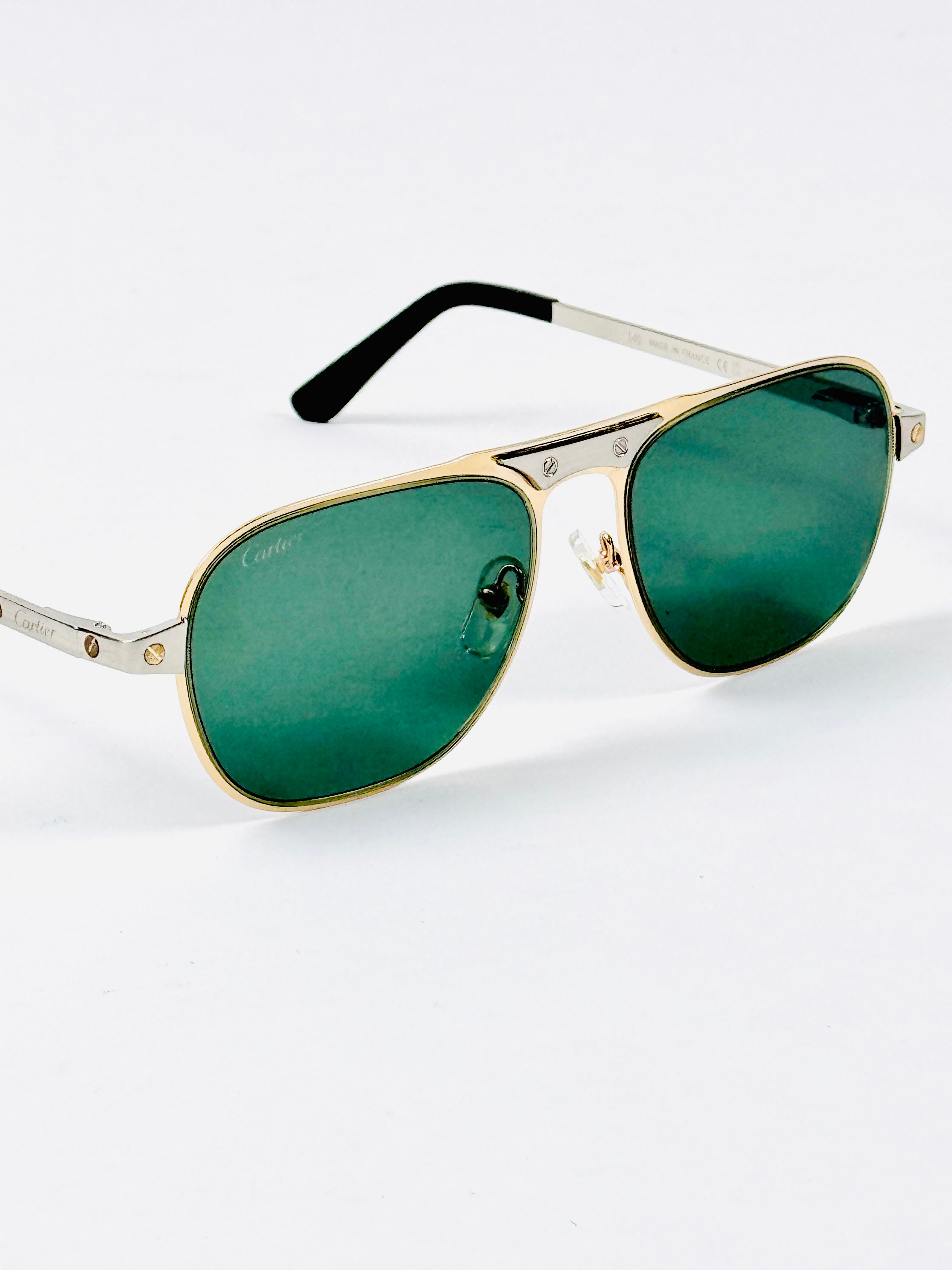 Cartier – CT0532 - 58 – Silver Green - Metal - Sunglasses – Unisex - Premium
