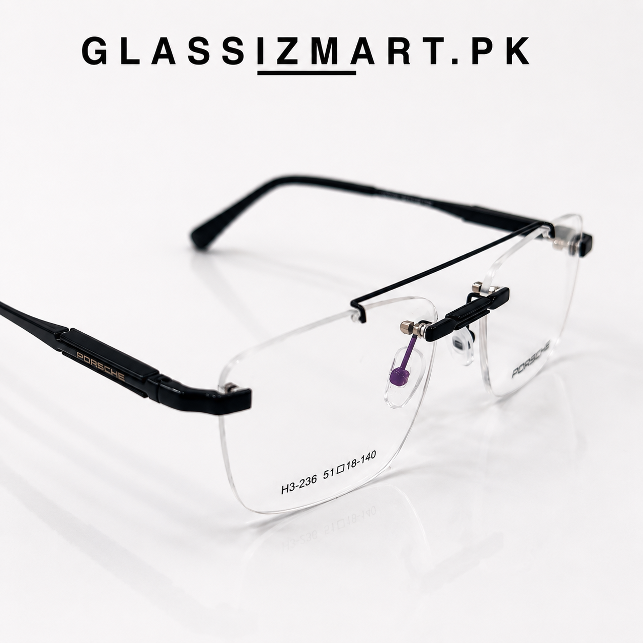 Porsche - Rimless – 238 – 51 – Black –  Metal - Optics – Unisex
