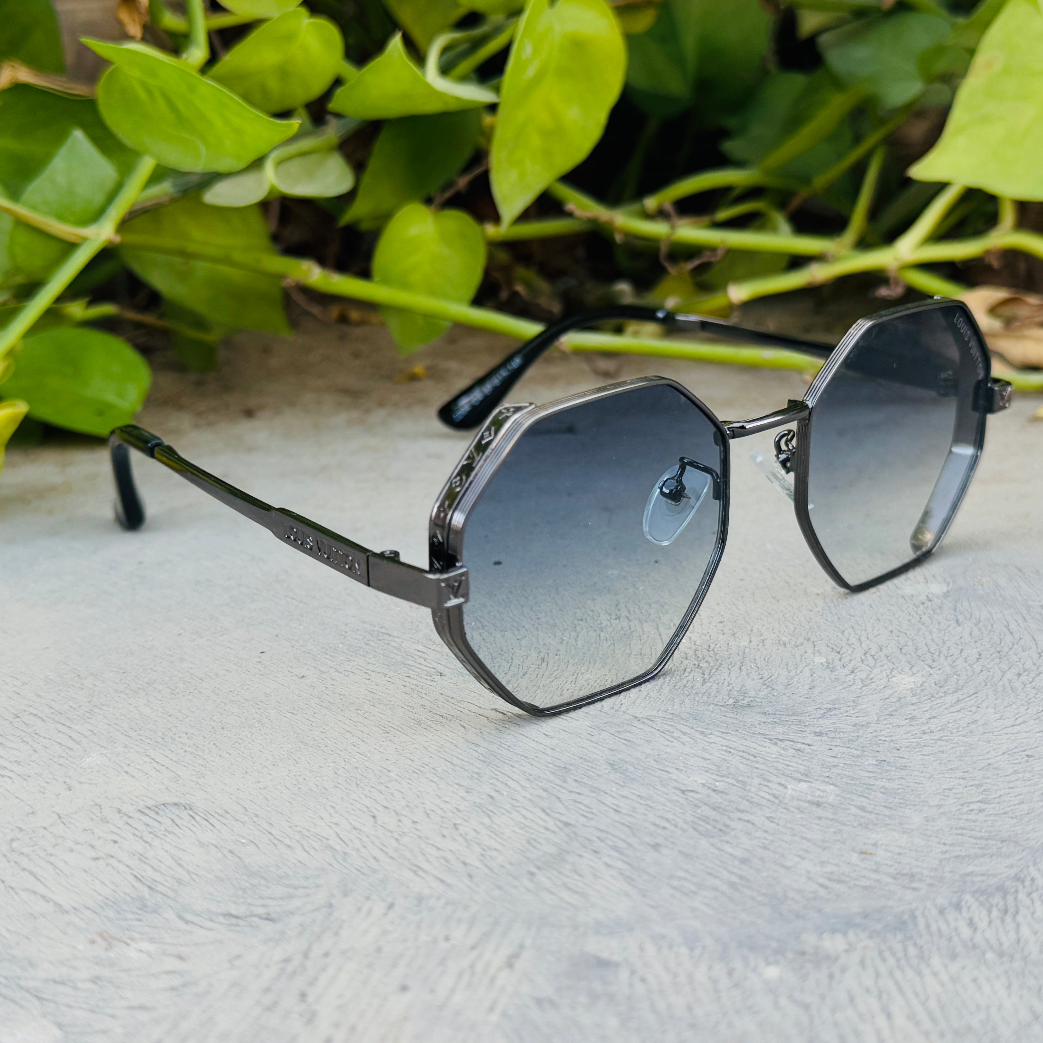 Louis Vuitton – 1938 – 57 – Grey Blue – Metal – Sunglasses – Ladies