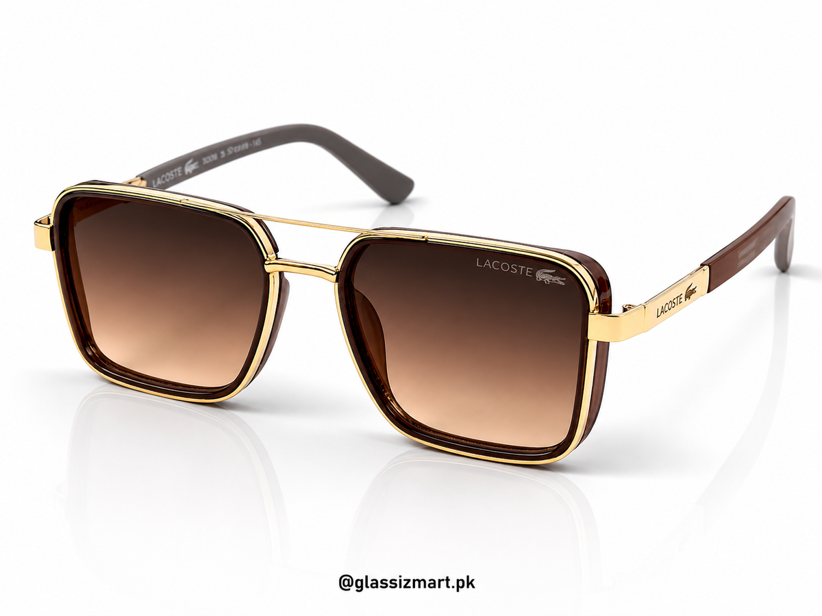 Lacoste – 58501 – 56 – Golden Brown Gradient  – Metal – Sunglasses – Unisex