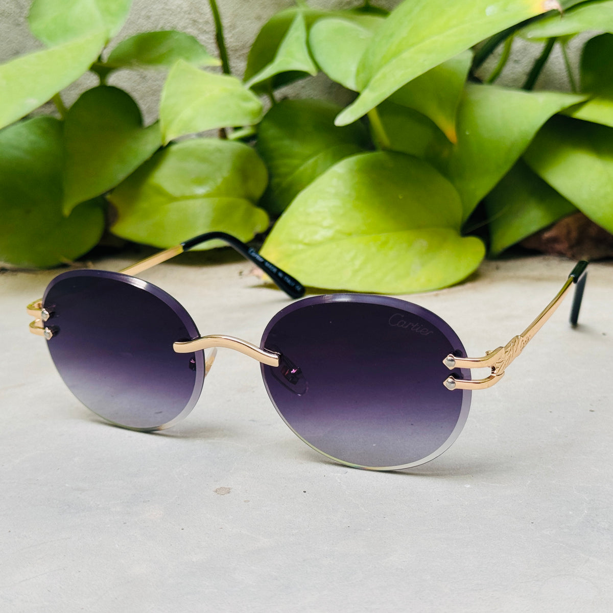 Cartier – 142 – 60 – Golden Black Gradient – Metal - Sunglasses – Rimless - Unisex