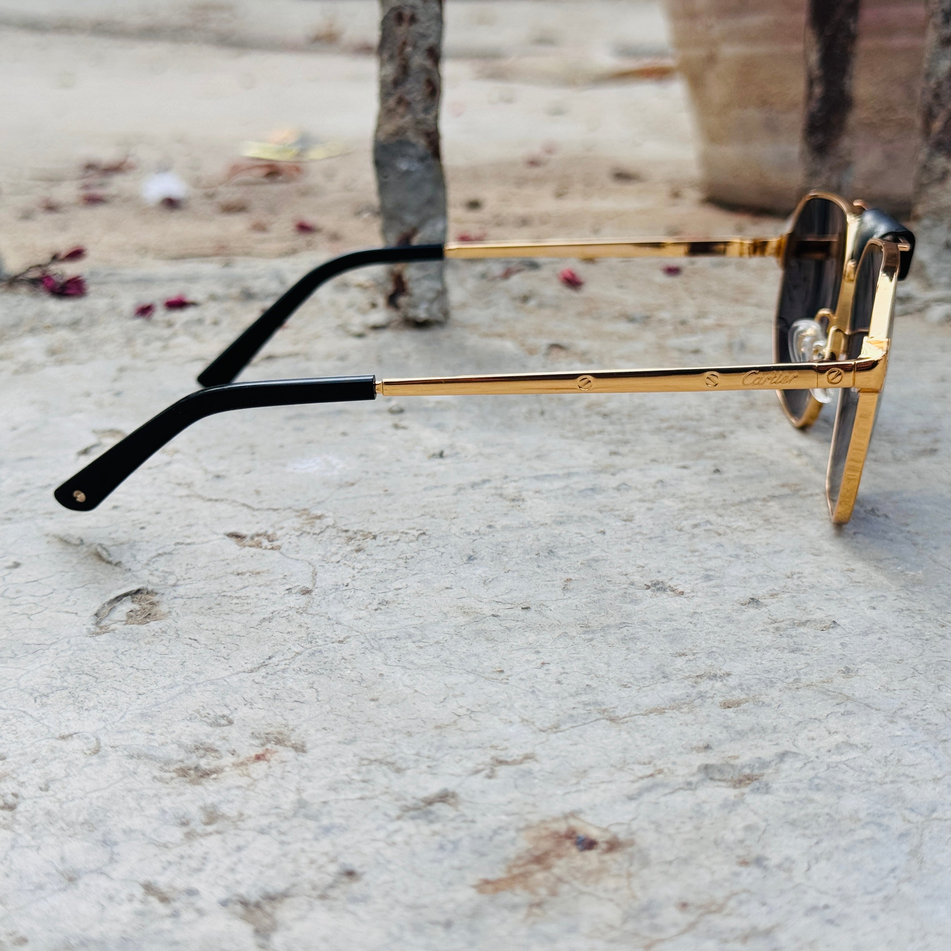 Cartier – 0462 - 60 –  Golden Black - Metal - Sunglasses – Unisex - Premium