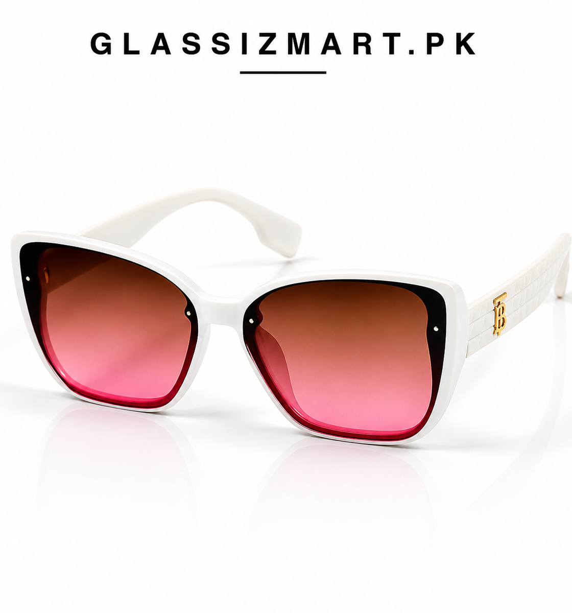 Burberry – 7904 –61 – White Pink – Acetate – Sunglasses – Ladies