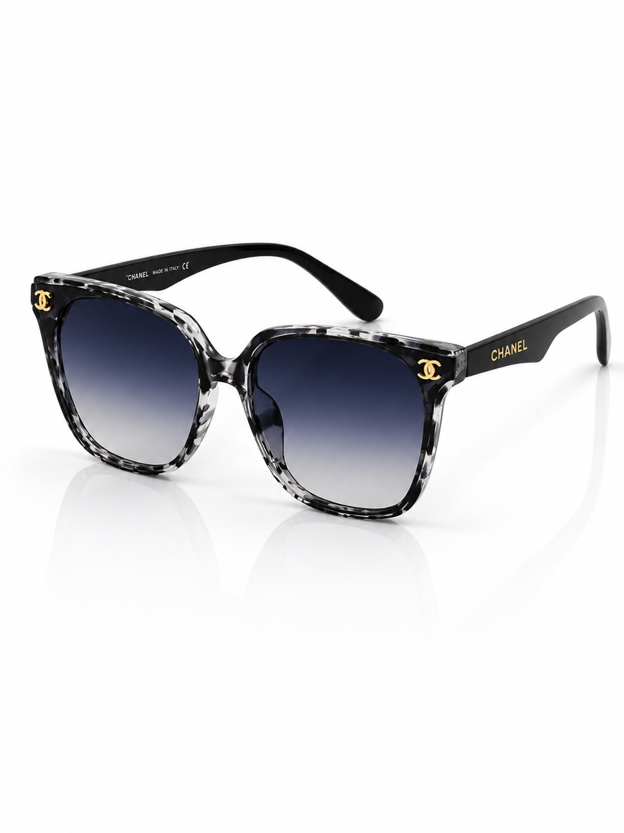 Chanel - 36236 – 58 – Black Textured – Acetate – Sunglasses – Ladies