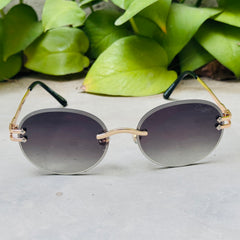 Cartier – 142 – 60 – Golden Green – Metal - Sunglasses – Rimless - Unisex