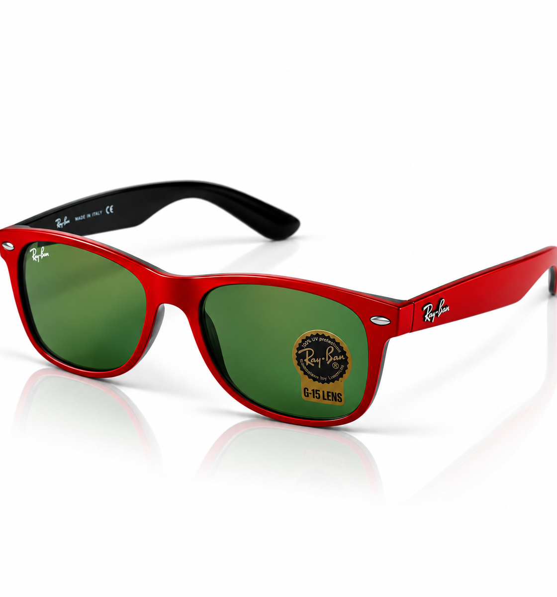 RayBan – 2132 – 55 – Red Green –  Acetate- Sunglasses – Unisex