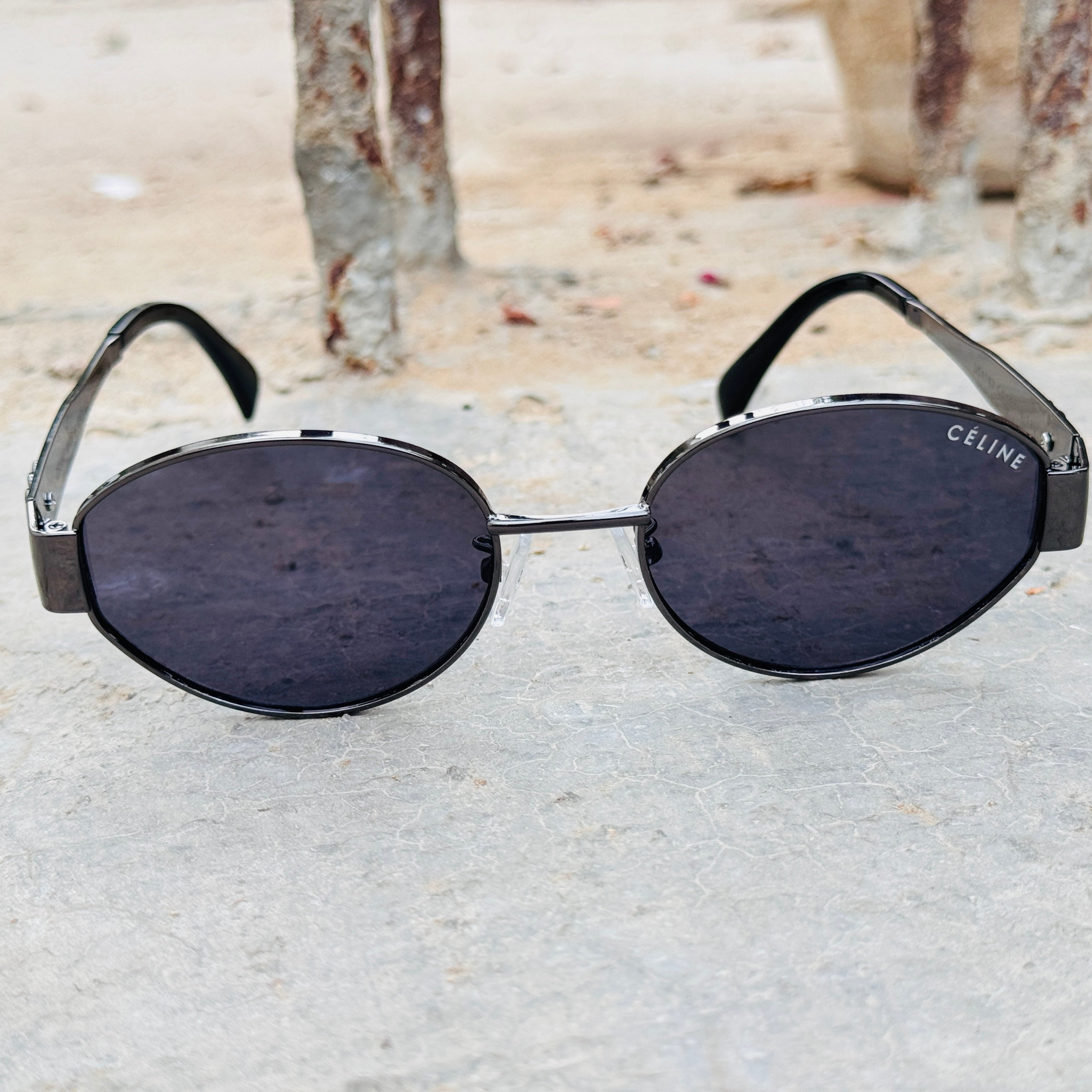 Celine – 1167 - 55 – Grey Black – Metal – Sunglasses - Ladies