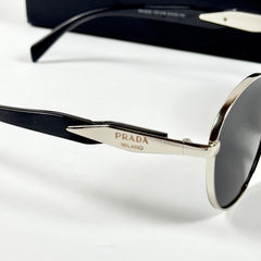 Prada – 56ZS – 54 – Silver Black – Metal – Sunglasses – Unisex