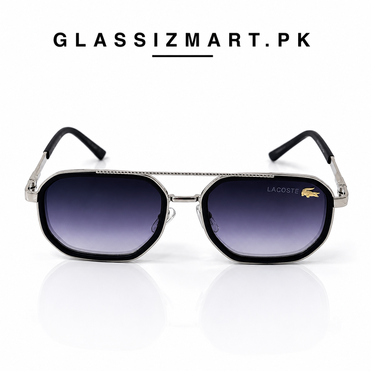 Lacoste – 9005 – 58 – Silver Black Gradient – Metal – Sunglasses – Unisex