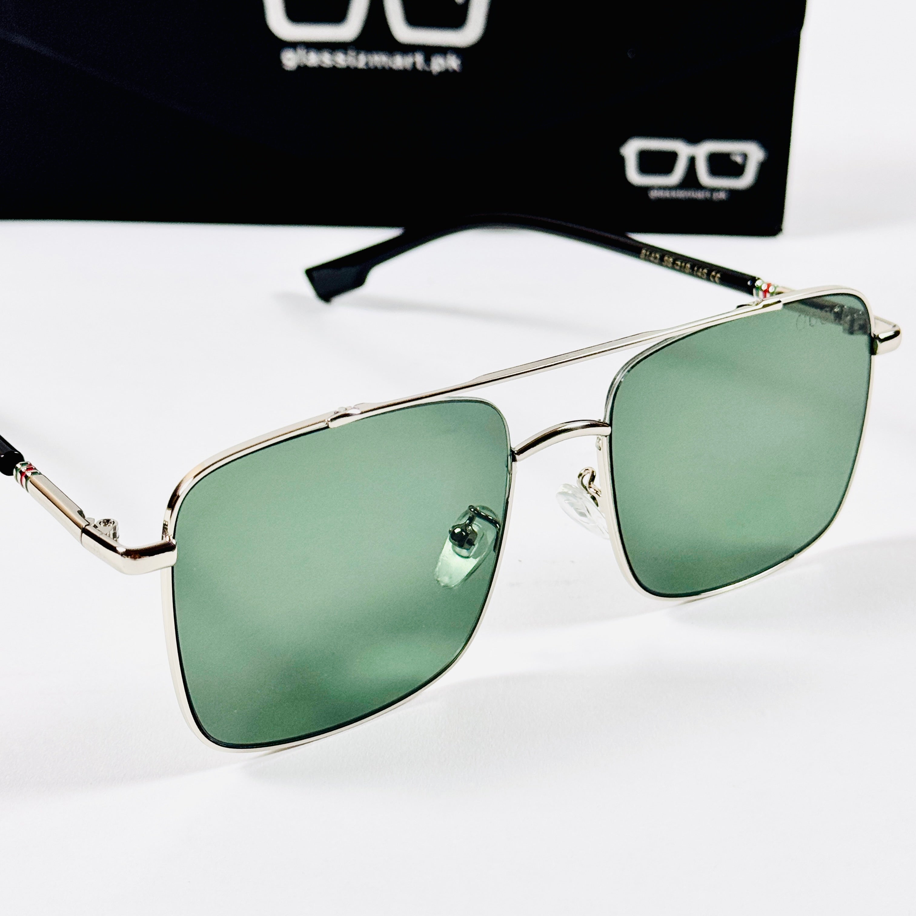 Gucci – 6143 – 56 – Silver Green – Metal – Sunglasses – Unisex