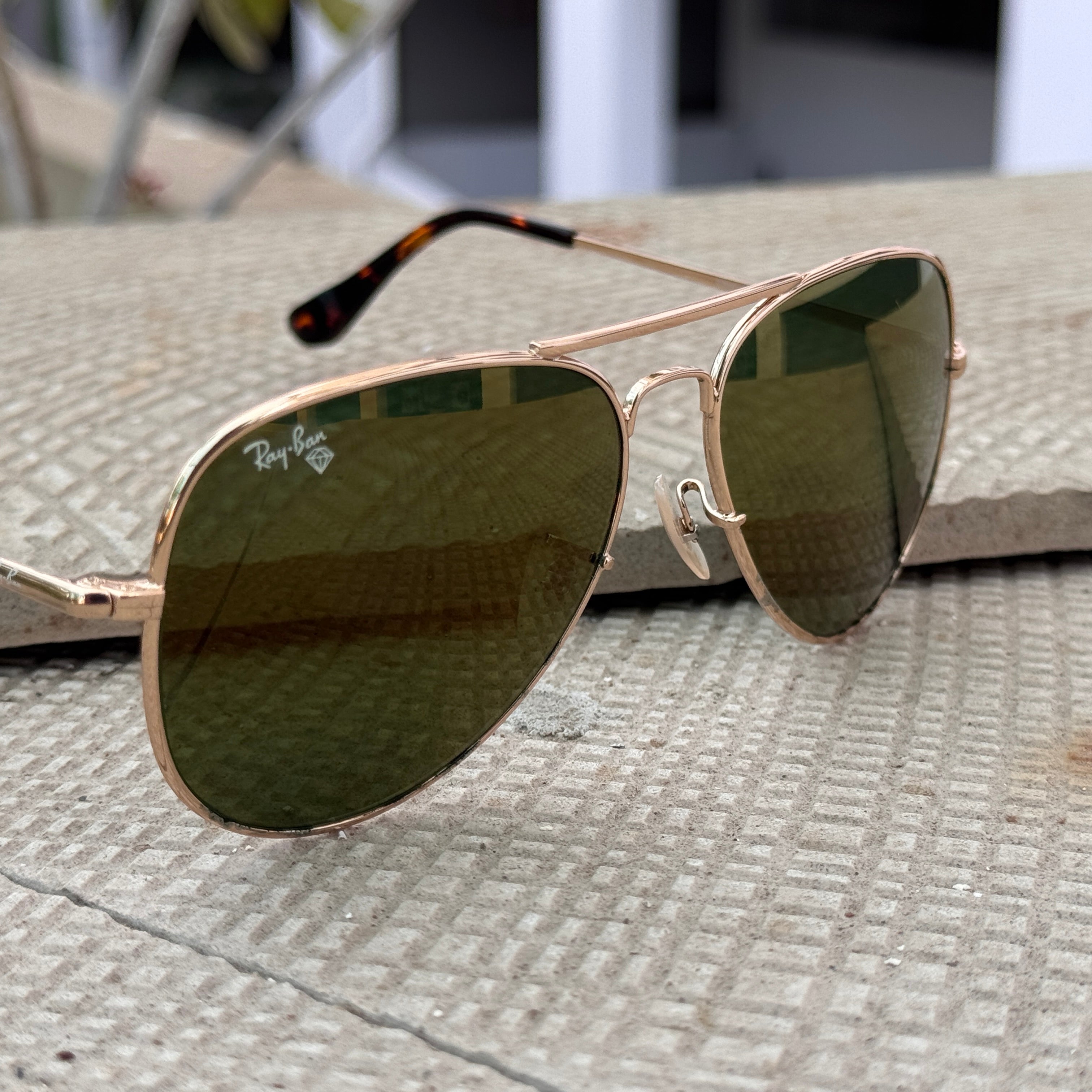 Rayban – 3035 – 62 – Golden Green Mercury – Metal – Sunglasses – Unisex - Premium