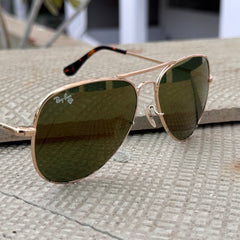 Rayban – 3035 – 62 – Golden Green Mercury – Metal – Sunglasses – Unisex - Premium