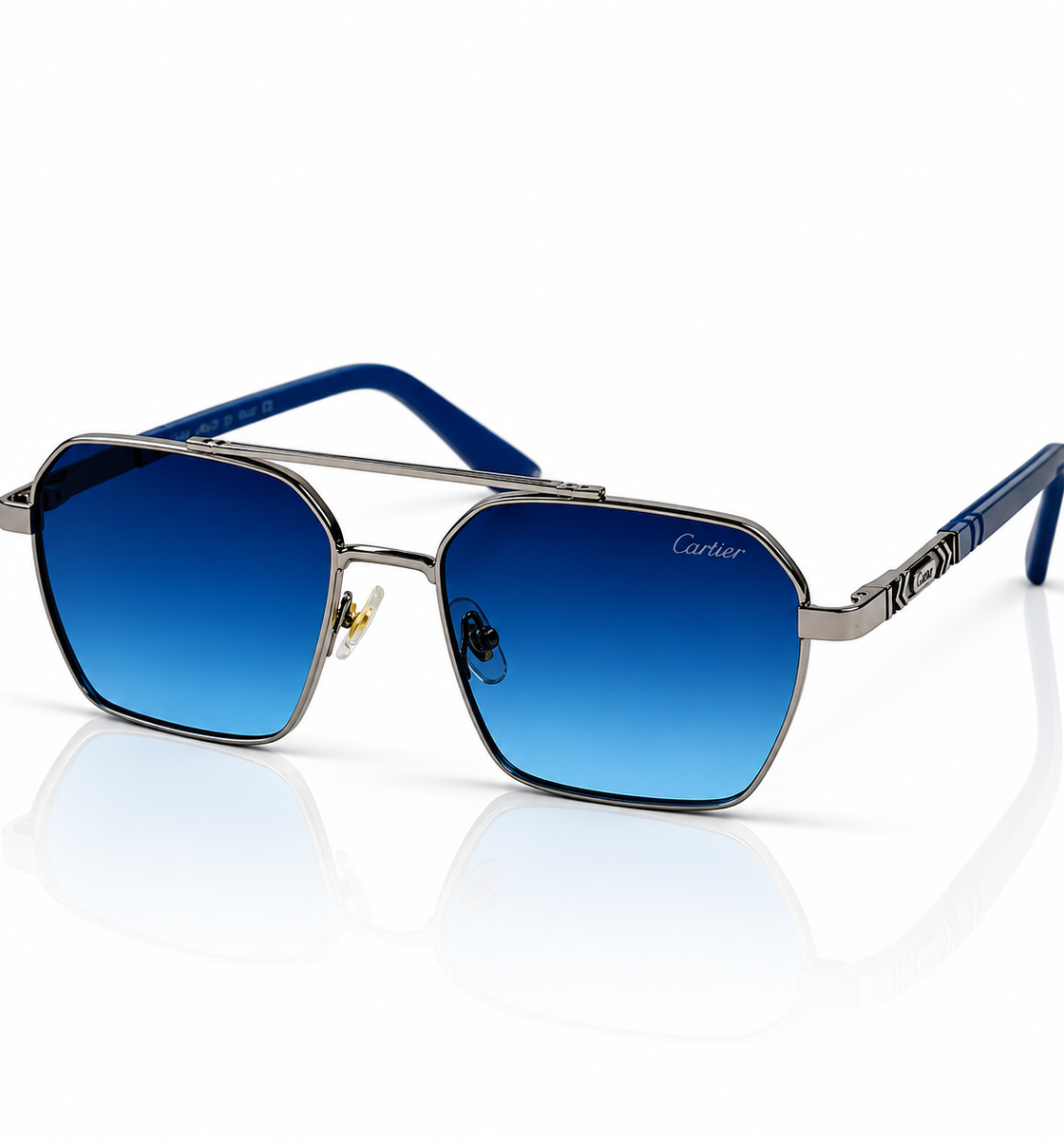 Cartier – 58443 – 54 – Blue – Metal – Sunglasses – Unisex