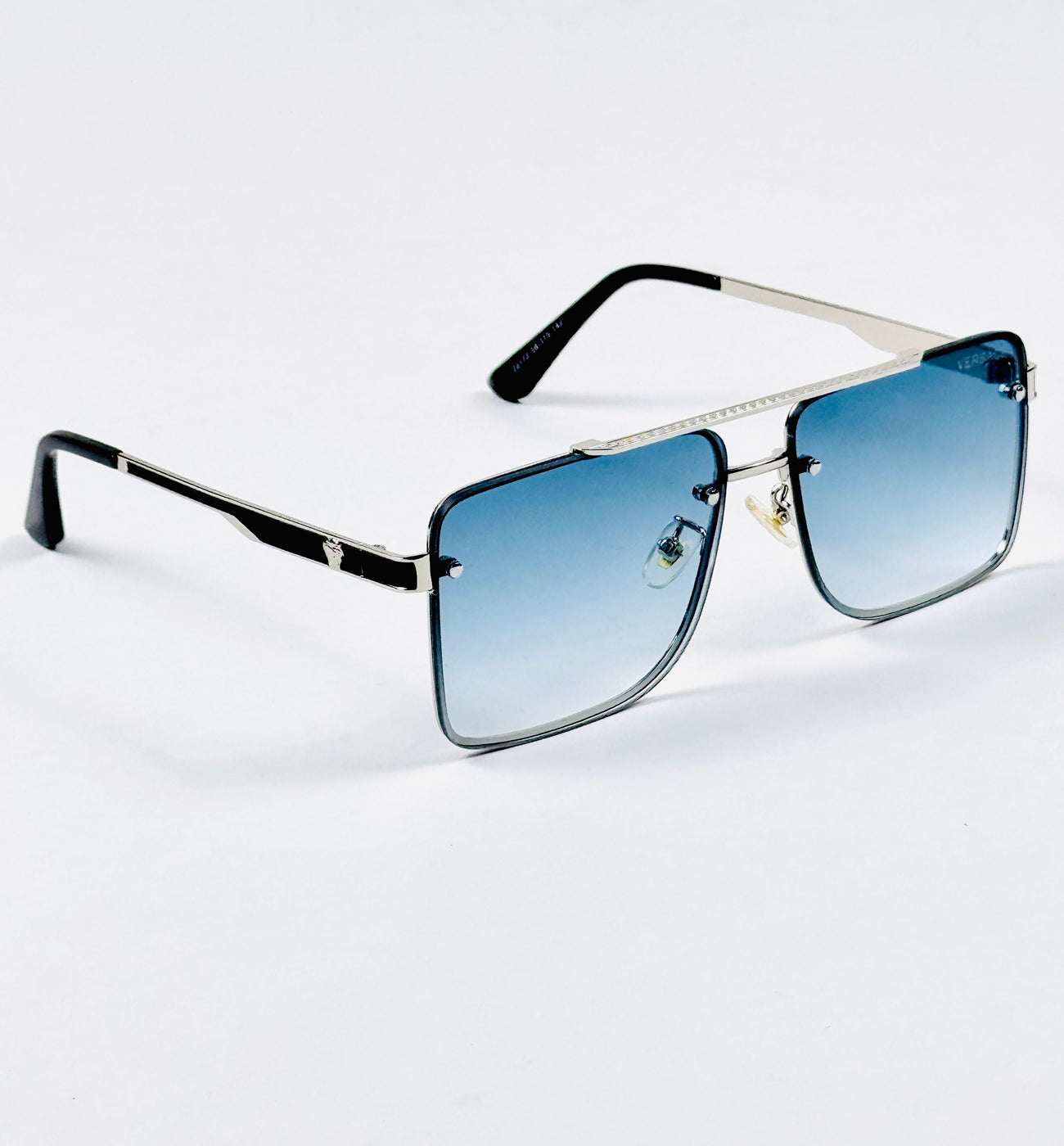 Versace – 22172 – 58 – Silver Blue – Metal – Sunglasses – Unisex