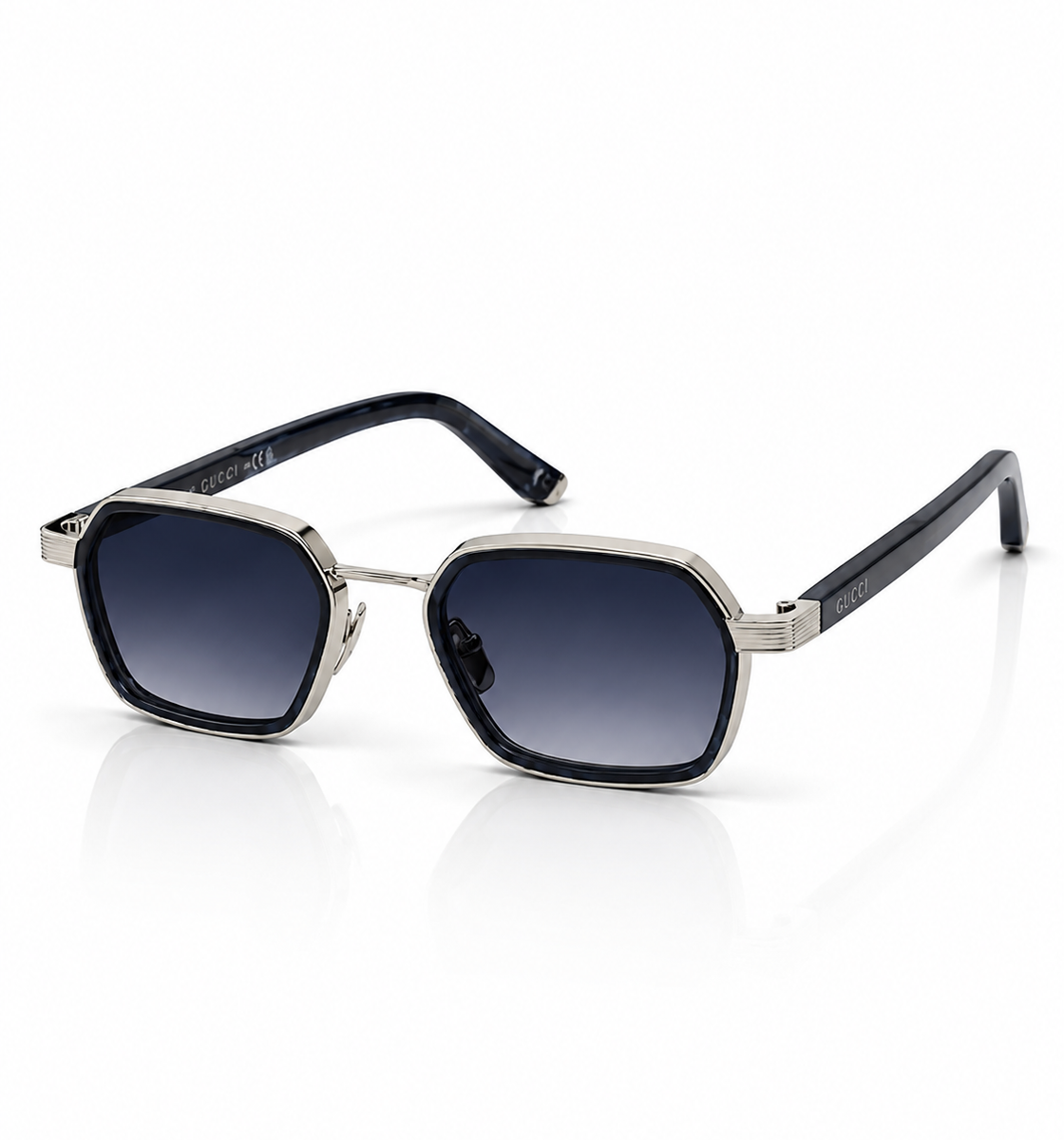 Gucci - 2074 - 51 - Silver Gradient - Metal - Rectangle - Sunglasses - Premium