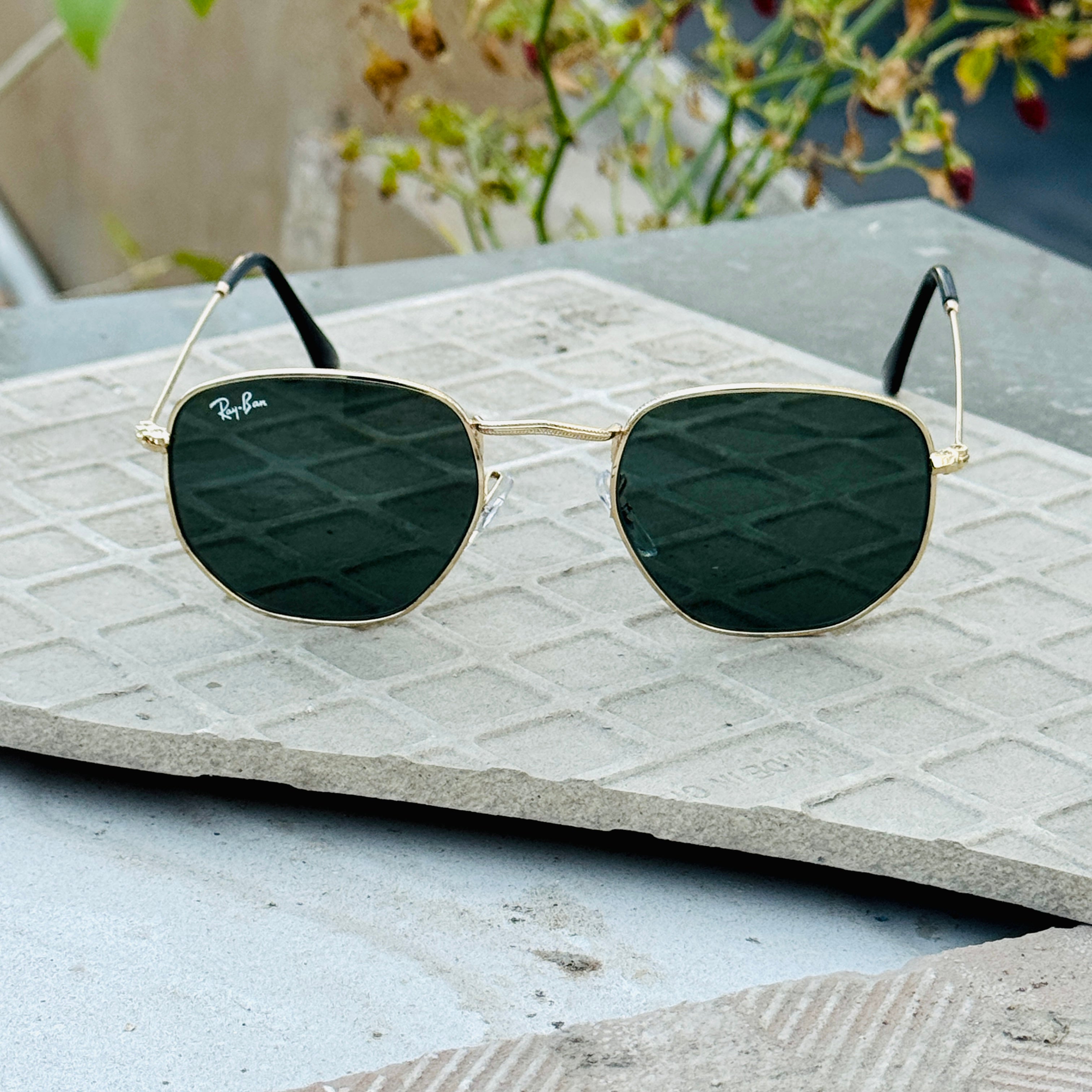 Rayban – 3548 – 53 – Golden Black – Metal – Sunglasses – Unisex