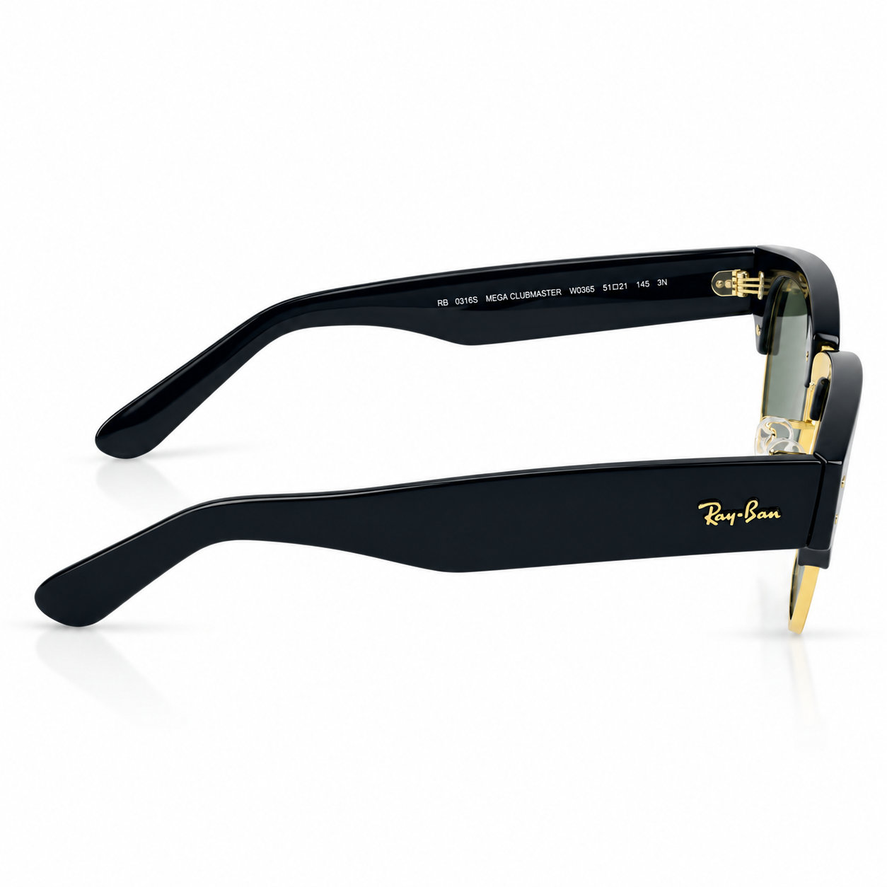 RayBan - MEGA CLUB MASTER - 0316 - 53 - Golden Black - SUNGLASSES - PREMIUM
