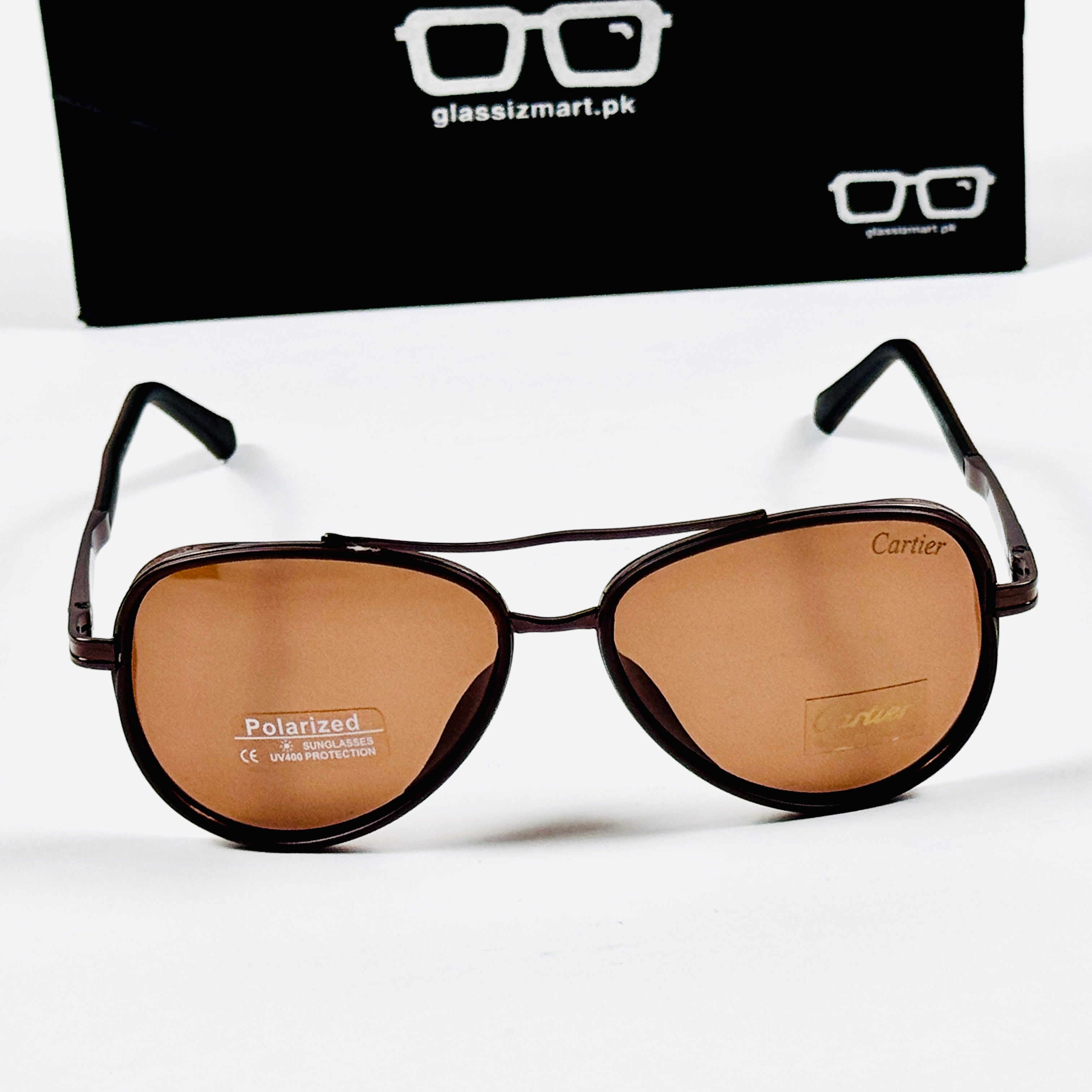 Cartier – A910 – 60 – Brown – Metal – Sunglasses – Unisex