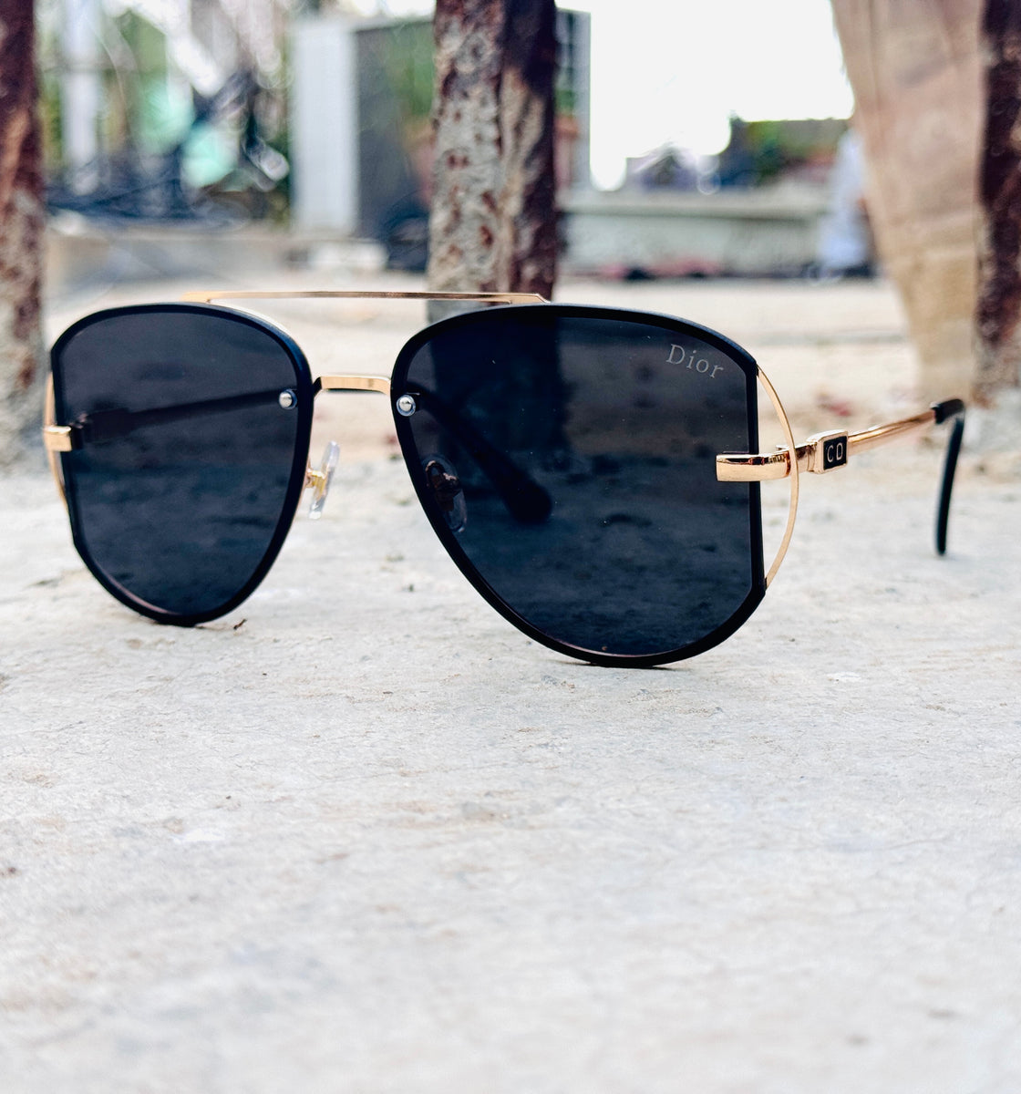 Dior – 50 – Golden Black – Metal – Sunglasses – Ladies